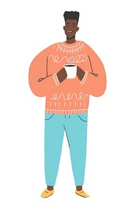 Black man holding a cofee cup person clothing knitwear.