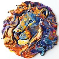 Acrylic pouring lion accessories accessory painting.