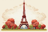 Cross stitch eiffel tower architecture painting building.