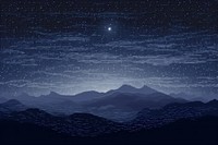 Cross stitch night sky landscape blackboard astronomy.