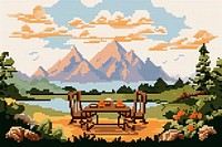 Cross stitch picnic landscape accessories wilderness.