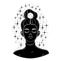 Surreal aesthetic woman logo silhouette art illustrated.