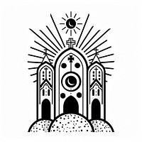 Surreal aesthetic church logo art architecture illustrated.