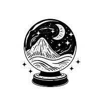 Surreal aesthetic crystal ball logo art astronomy universe.