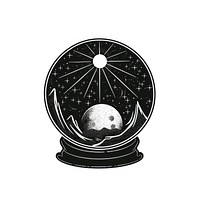 Surreal aesthetic crystal ball logo astronomy universe sundial.