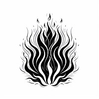 Surreal aesthetic fire logo stencil person tattoo.