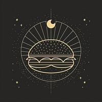 Surreal aesthetic Hamburger logo blackboard emblem symbol.