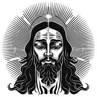 Surreal aesthetic jesus logo art illustrated drawing.