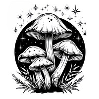 Surreal aesthetic mushroom logo art illustrated drawing.