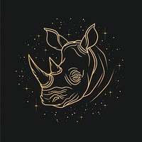 Surreal aesthetic rhinoceros logo art wildlife animal.