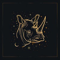 Surreal aesthetic rhinoceros logo art blackboard animal.