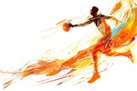 Basketball player illustrated outdoors painting.