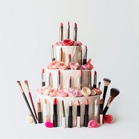 Birthday cake brush cosmetics lipstick.