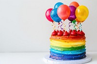 Rainbow birthday cake balloon dessert people.