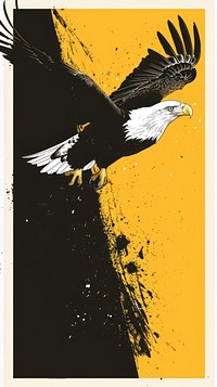 Silkscreen on paper of an eagle animal flying bird.
