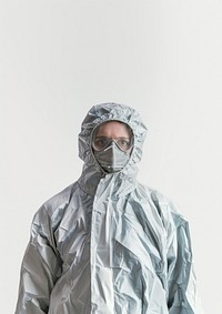 Worker in a protective suit sweatshirt clothing knitwear.