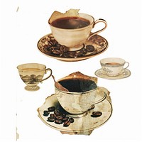 Coffee collage cutouts beverage saucer drink.