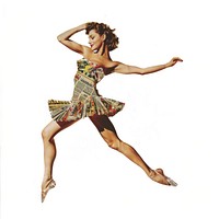 Woman dance collage cutouts recreation ballerina dancing.