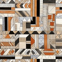 African art tile pattern collage rug modern art.
