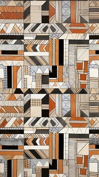 African art tile pattern clapperboard collage rug.
