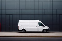 Van transportation delivering warehouse.