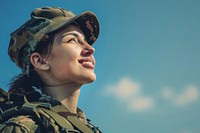 A woman soldier smiling military person female.