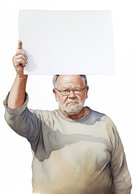 Man holding blank board portrait person hand.