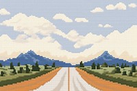 Cross highway landscape outdoors painting.