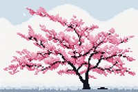 Cross stitch cherry blossom flower plant qr code.
