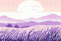 Cross stitch lavender landscape agriculture countryside.
