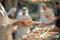 Middle east people interacting restaurant cafeteria wedding.