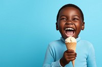Black kid eating ice cream dessert person human.
