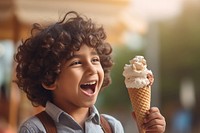 Indian children boy eating ice cream dessert person human.
