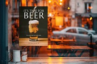 Restaurant's beer poster on shop front