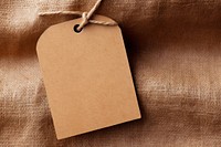 Empty craft brown paper label mockup cardboard envelope knot.