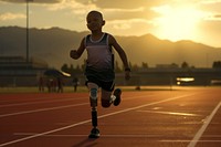 A Disability runner at track field running jogging person.