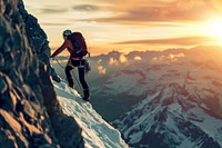 A woman climbing recreation adventure.