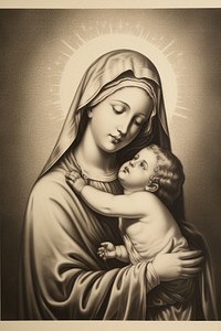 Madonna and the child drawing photography illustrated.