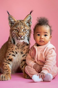 Sitting beside baby lynx photo pet photography.