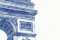 Vintage drawing Arc de triomphe architecture building arched.