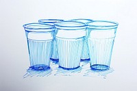 Vintage drawing party plastic cups illustrated sketch bottle.