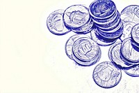 Vintage drawing coins money.