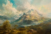 Mysterious mountain painting art landscape.