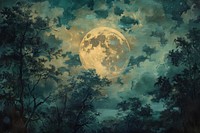 Moon astronomy outdoors painting.