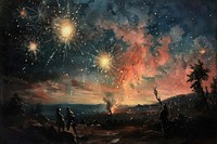 Fireworks painting outdoors nature.
