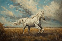 White horse painting art stallion.