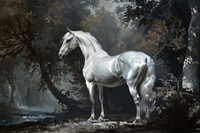 White horse painting stallion animal.