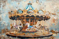 Close up on pale merry go round furniture carousel animal.