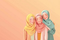 Eid mubarak acrylic illustration adult scarf togetherness.