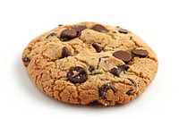 Chocolate chip cookie food white background confectionery.